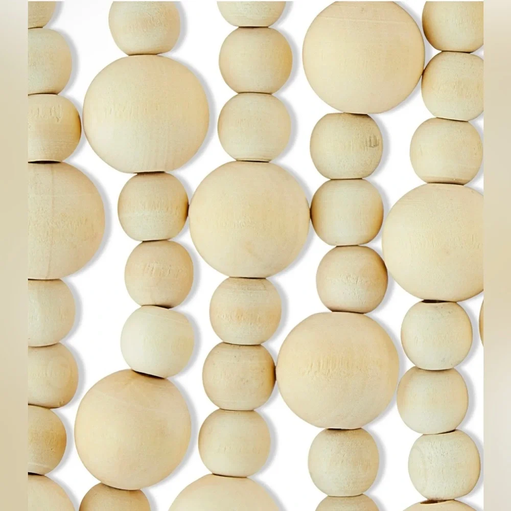 Natural Brown Wooden Bead Christmas Garland with Tassel, 9 ft, by Holiday Time